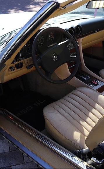 MERCEDES BENZ SL 450 Cabrio, R107, Silberblau, BJ 1980, (016)